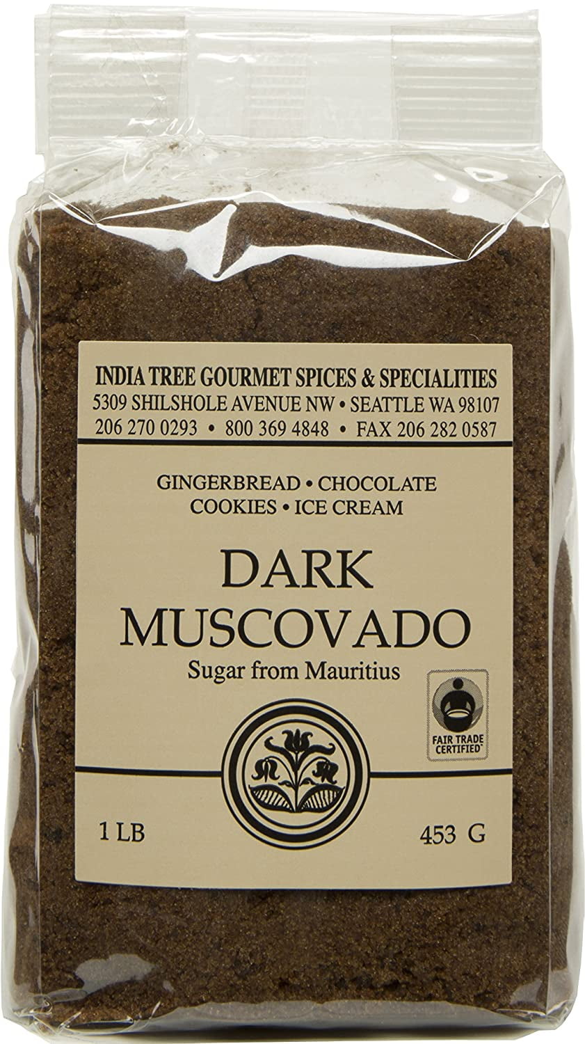 India Tree Dark Muscovado Sugar, 1 lb (Pack of 4)