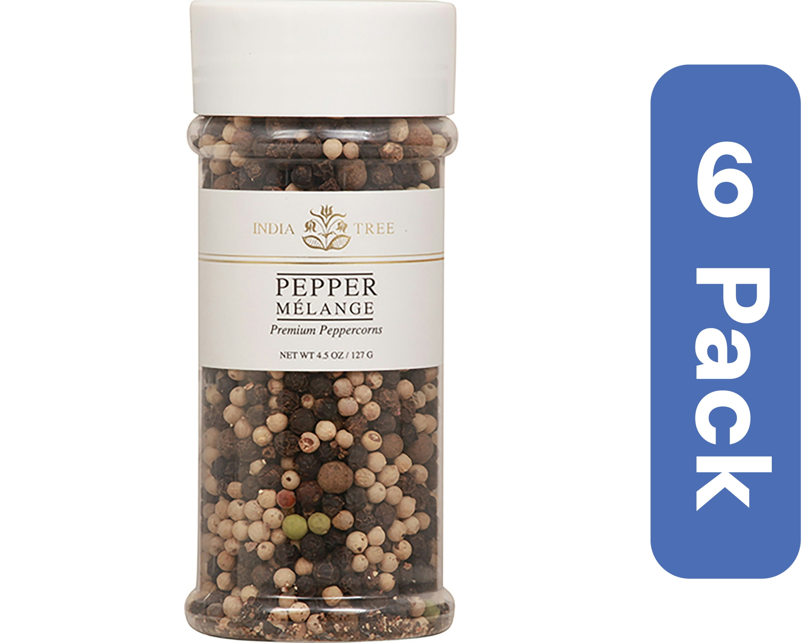 India Tree Pepper Mélange - 4.5 Oz Blend Of Tellicherry Black Pepper, White Peppercorns & Allspice, Whole Spices
