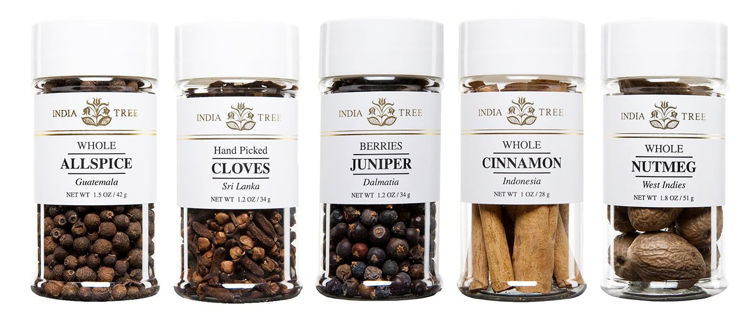India Tree Winter Holiday OIF8 Spice Gift Pack Cinnamon, Nutmeg