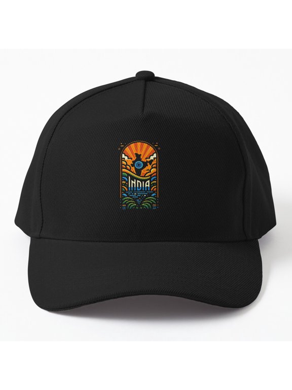 India Tricolor Map Baseball Cap, Vibrant National Heritage Graphic Design, Classic Hat