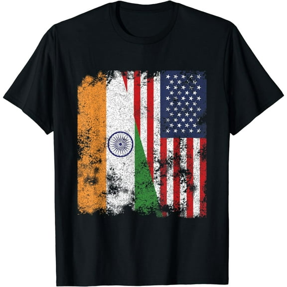 India USA Flag Distressed - Half American T-Shirt mens t shirt,black,women,funny,misfits,men,journey