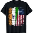 thumbnail image 1 of India USA Flag - Indian, American T-Shirt mens t hirt men，black，women，misfits，journey ，boys, 1 of 4