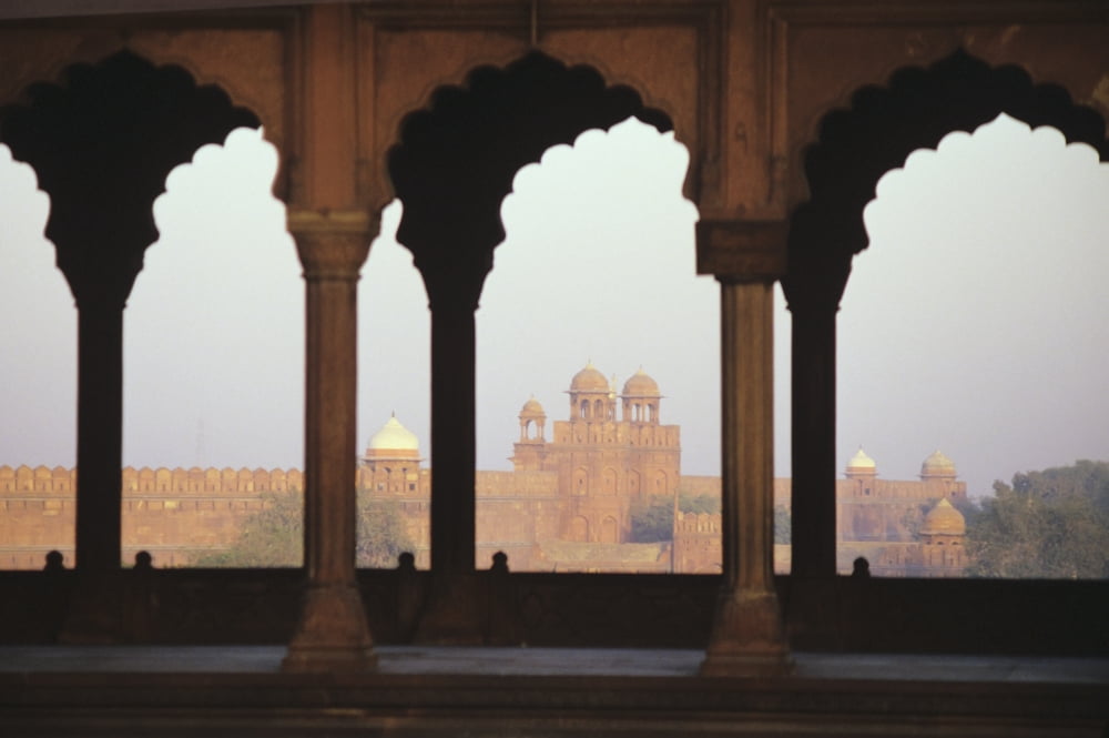 India View of Red Fort from Jama Masjid (Mosque) Old Delhi Canvas Art - Richard Maschmeyer Design Pics (38 x 24)
