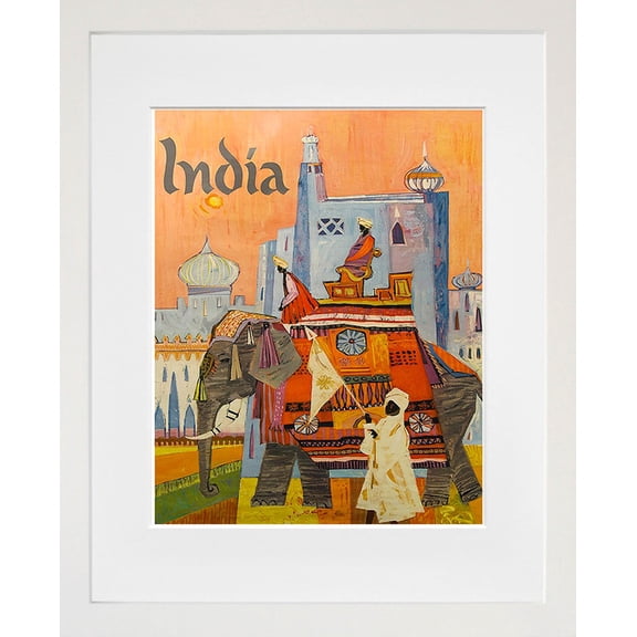 India Vintage Travel Poster, Unframed Paper Poster 8x10in