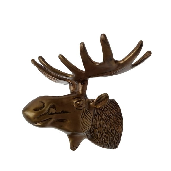 Indiaart12 Wall Mounted Moose Head Sculpture Figurine Aluminium Statue Christmas Polished (8" Inch) (Gold)