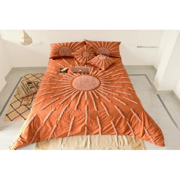 Indian 100 % Cotton Ultra Luxury Tufted Duvet Cover Set , Decorative Duvet Covers , Elegant Tufted Duvet Cover Set with Stylish Textured Design Size Full-XL 90" x 90"