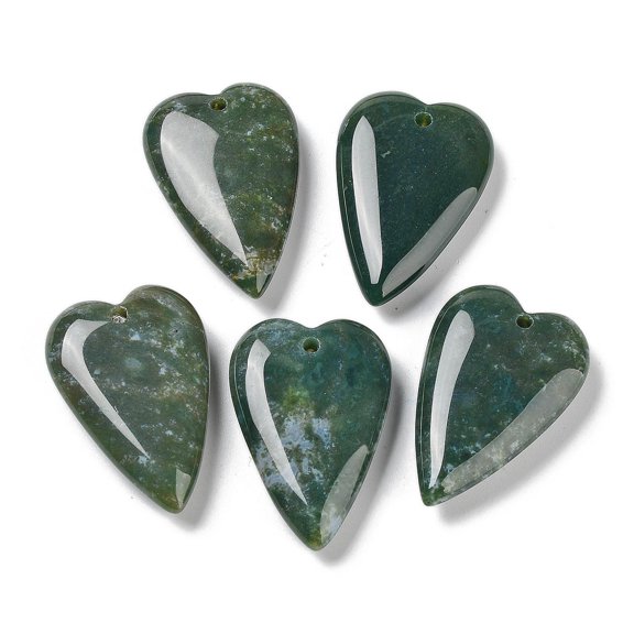Indian Agate 5 pc Natural Indian Agate Pendants Love Heart Charms 38.5~39.5x25~25.5x9mm Hole: 1.8mm