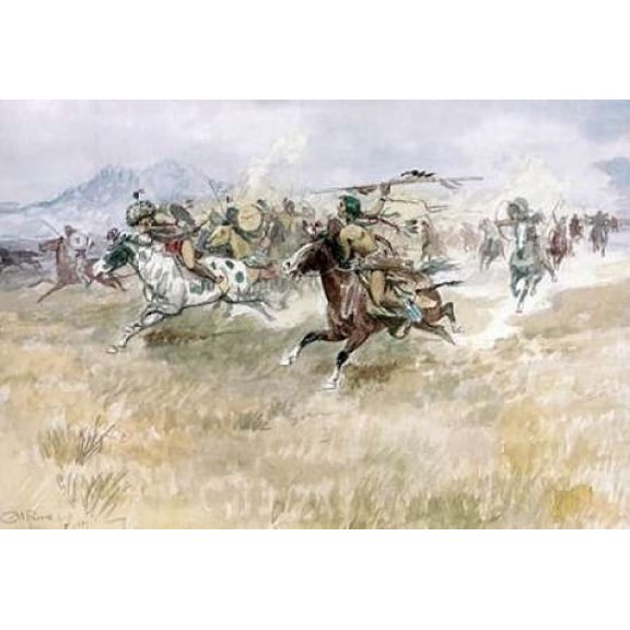 Indian Ambush Poster Print by Charles M. Russell (10 x 14)