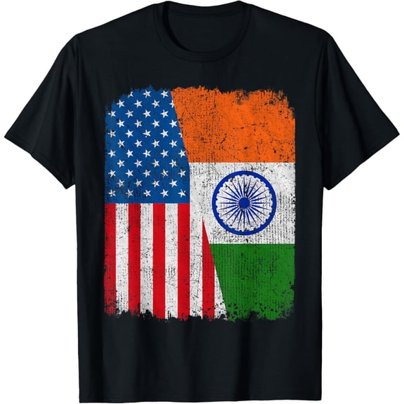 Indian American Flag Half USA India Root Proud T-Shirt