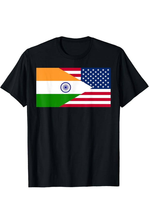 Indian American Half India Half America Flag T-Shirt T-Shirt mens t shirt,black,women,funny,misfits,men,journey