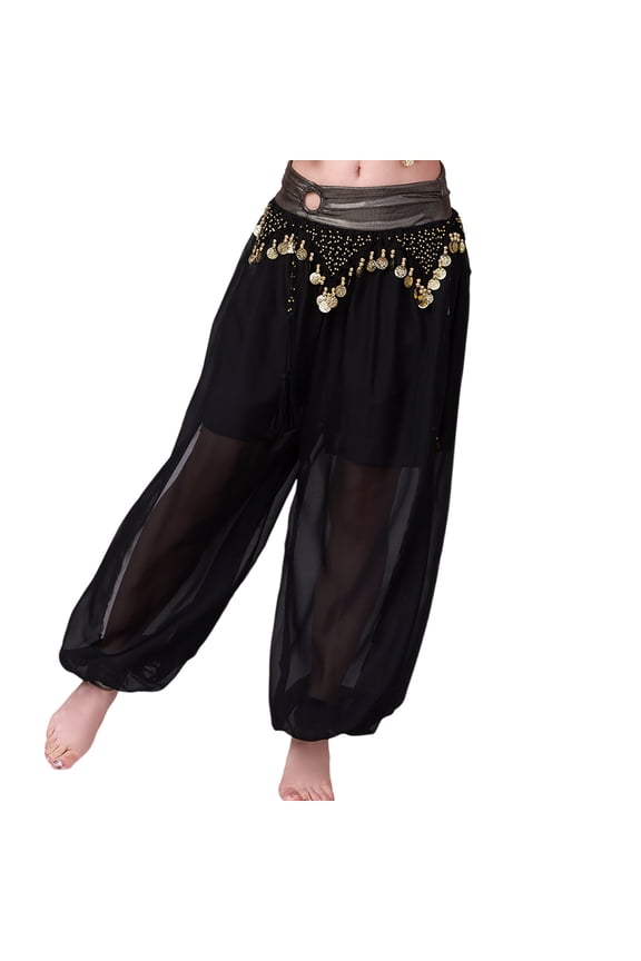 Indian Arabian Belly Dance Costume Harems Pants with Side Split Sequins – Stage Performances & Gifts