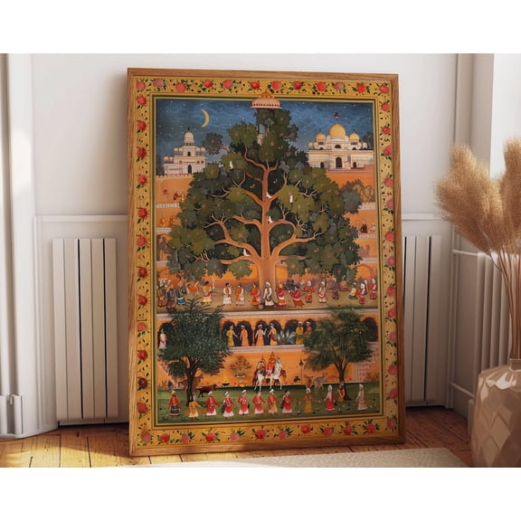 Indian Art Poster - Vibrant Indian Pihwai Art Cultural Scene - Classic Indian Heritage Wall Art Wall Art, Modern Wall Decor, 12x18 UNFRAMED