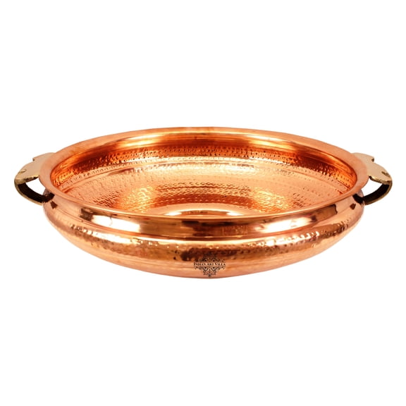 Indian Art Villa 16" Copper Hammered Urli Bowl - Elegant Home Decor Handicraft