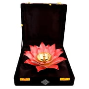 Indian Art Villa 8 Silver Plated Pink Lotus Diya - Designer Piece with Elegant Aesthetics