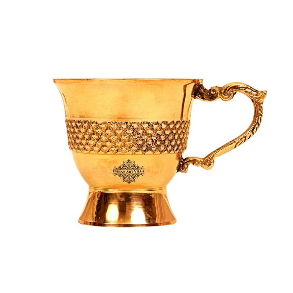Indian Art Villa Brass 3.4 oz Capacity Elegant Tableware Cups, Gold, Simple