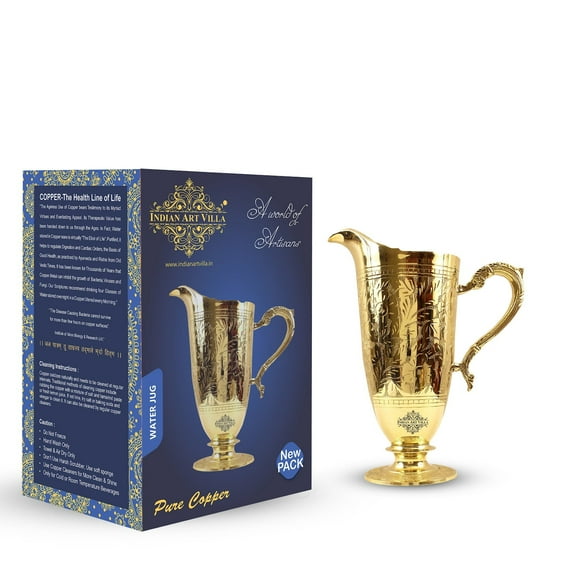 Indian Art Villa Brass Drinkware Jug - 54 oz - Classic Elegance for Your Table