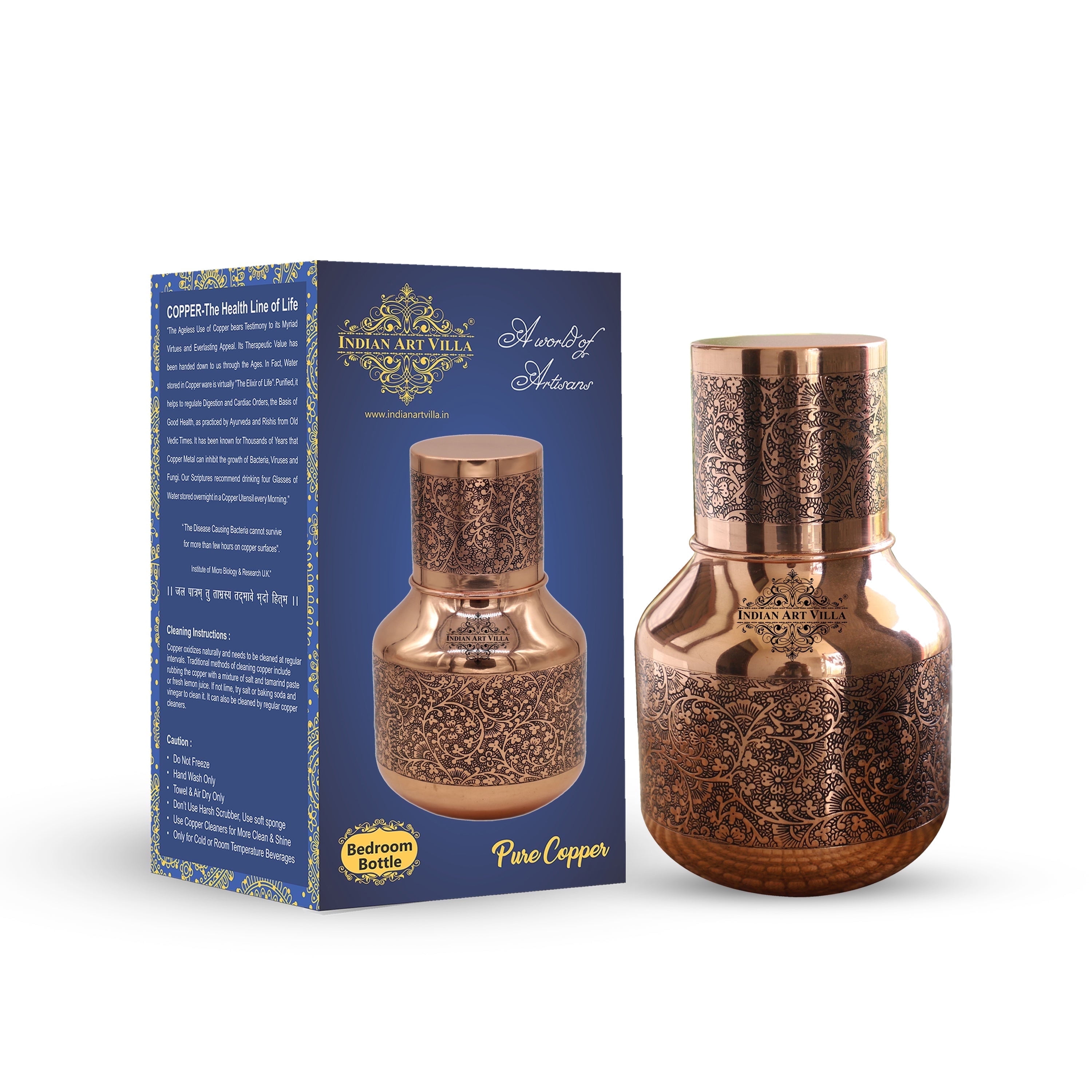 Indian Art Villa Traditional Elegance Copper Dark Embossed Ghada Shape ...