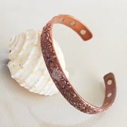 Indian Art Villa Copper Kada, Embossed Dark Tone Design, Fashionable Accessory, 2.8" Diameter