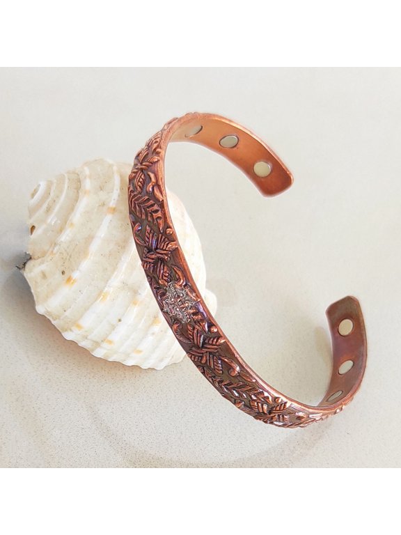 Indian Art Villa Copper Kada, Embossed Dark Tone Design, Fashionable Accessory, 2.8" Diameter