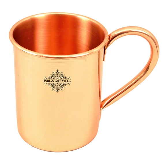 Indian Art Villa Copper Moscow Mule Mug - 14 oz, Straight Shape, Rolled Edge (Pack of 1)