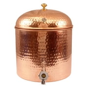 Indian Art Villa Copper Water Dispenser - Elegant Hammered Design, Joint-Free, 237 oz