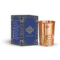 Indian Art Villa Elegant Copper Glass - Half Lacquer Hammered Design, 10 oz
