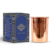 Indian Art Villa Handmade Copper Embossed Drinking Glass, Brown Finish, Drinkware   9.3 oz
