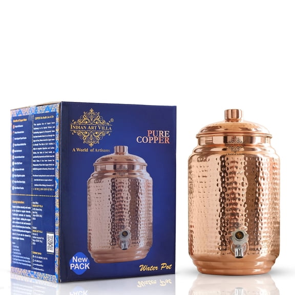 Indian Art Villa Hammered Copper 338 oz Water Dispenser - Seamless