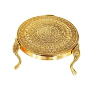 Indian Art Villa Handcrafted Brass Nakasi Chowki - 3 Step Round Design - 11.5" Diameter