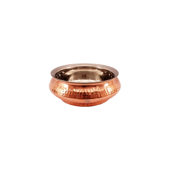 Indian Art Villa Handcrafted Brown and Silver Steel Copper Mughlai Handi, Tableware - 10 oz