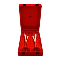 Indian Art Villa Silver Plated & Brass Hammered Champagne Wine Glasses Set with Red Box, Drinkware, Silver, 6.8 oz - Set of 2