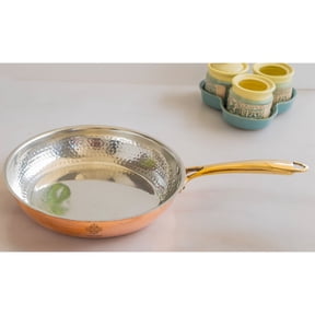Indian Art Villa Stainless Steel Fry Pan with Copper Base, Handcrafted Cookware for Cooking - 9 inch
