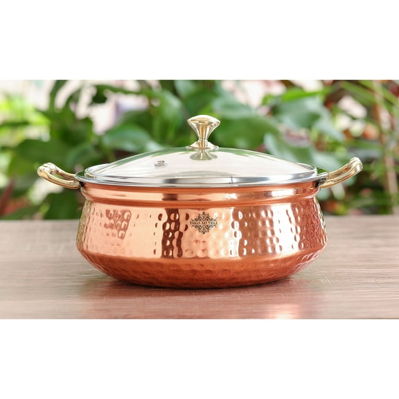 Indian Art Villa Steel Copper Casserole - 5" Diameter, Elegant Serving Dish