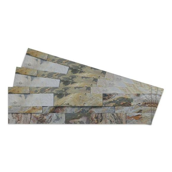 Indian Autumn - Self-Adhesive 3D Peel & Stick Stacked Natural Stone Tiles [Pack of 10]