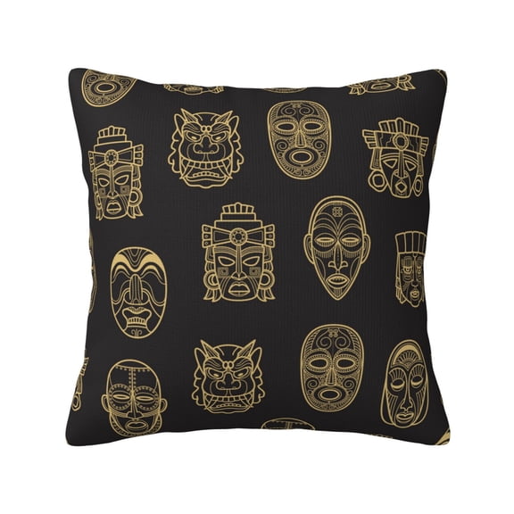 Indian Aztec African Tribal Face Decorative Throw Pillow Case Square Pillowcase Cushion Covers Sofa Couch Car Bedroom 18x18 Inch
