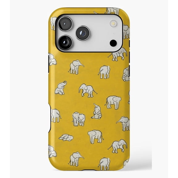 Indian Baby Elephants Yellow Pattern M3218, Protective Case for iPhone 17 16 15 14 13 12 11 Pro Max – Modern Unisex Style
