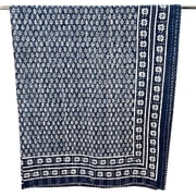 Indian Block Print Kantha Quilt King Size 100% Cotton Hand Made Kantha Quilt Rare Indigo Kantha Quilt, Blue