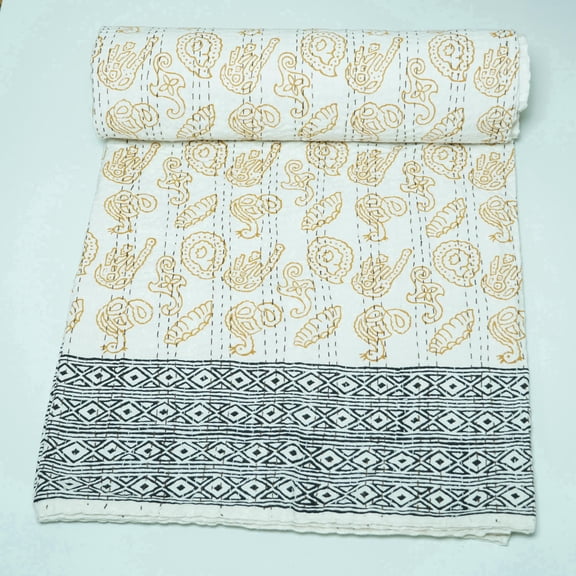 OzarkTextile Bohemian Handcrafted Textile Multicolor Twin Size 60x90 Hand Stiched Weaving Quilts, Full/Queen - Breathable