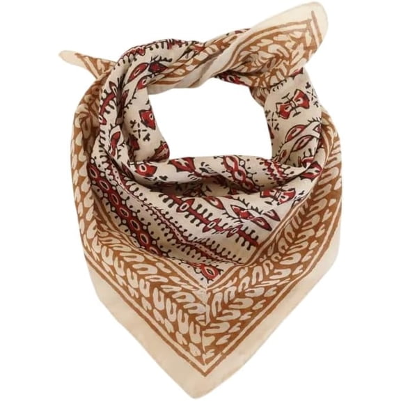 Indian Block Printed Bandana, Boho Soft Cotton Bandana, Square Scarf Gift Handkerchief, Bohemian Style Cotton Neck Scarf, Women Scarf