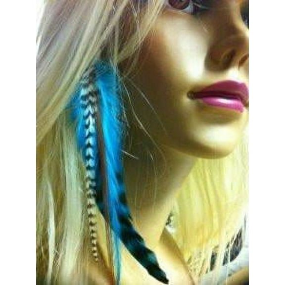 Indian Blue Clip on Feather Hair Extension Approx 6-7 Long Salon Quality Feathers