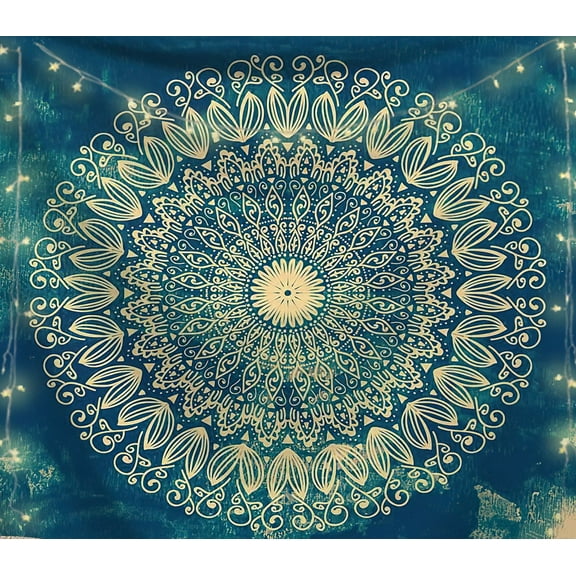 Indian Blue Mandala Tapestry Bohemian Tapestry Hippie Tapestry Psychedelic Tapestry Wall Hanging for Room(95x73CM)