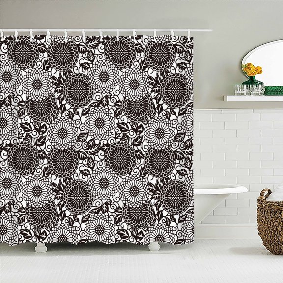 Indian Bohemian Fabric Shower Curtain Bathroom Curtains Boho Mandala Waterproof Fabric Bath Screen Bathtub Decor with 12