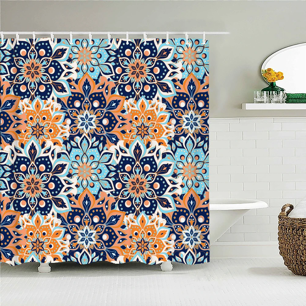 Indian Bohemian Fabric Shower Curtain Bathroom Curtains Boho Mandala ...