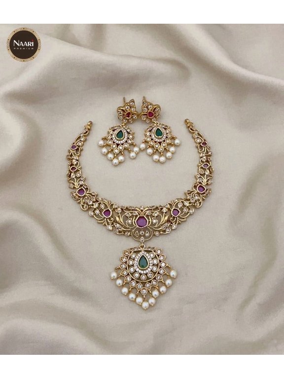 Indian Bollywood Bridal Jewelry Set Ethnic Gold Plated Necklace & Earrings - Ruby Green Stone Bridal Jewelry