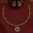 thumbnail image 1 of Indian Bollywood Bridal Jewelry Set - Gold Plated AD CZ Short Necklace with Halo Stud Earrings for Women, 1 of 2