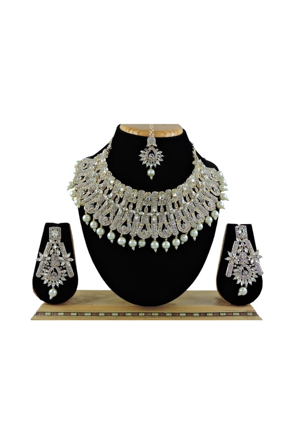 Indian Bollywood Fashion Style Gold Plated Wedding & Bridal Necklace Earrings Kundan Jewelry Set