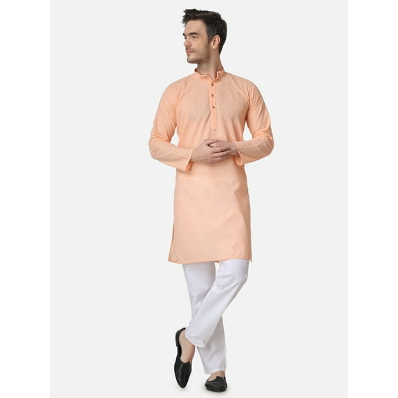 Indian Bollywood Style Designer Mens Cotton Chikankari Kurta Pajama Set
