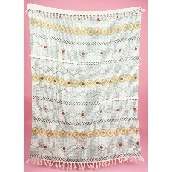 Indian Classic Hand Loomed Block Printed Throws, Sofa Cover, BedSheet,Curtain, Home Decor
