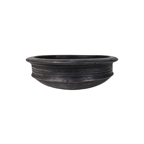Indian Clay Pre Seasoned Hand Made Clay Black Cooking Pot Pot (1 L, 06-Inch, Black)