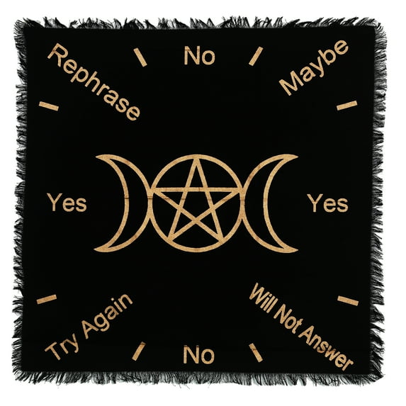 Indian Consigners Altar Cloth Small 24 Inches Square Wall Hanging Witchcraft Pentagram Tarot Spread Yes No Black Gold Tapestry Beautiful Cotton Solid